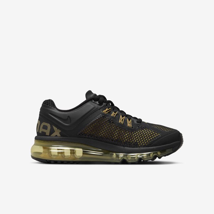 Nike Air Max 2013 Black Gold Kids’ Shoes – 555426-005