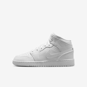 Jordan 1 Mid Triple White kids shoes